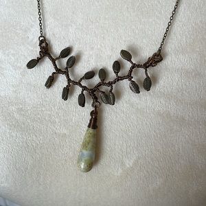 Bronze-Tone Necklace with Stone Pendant